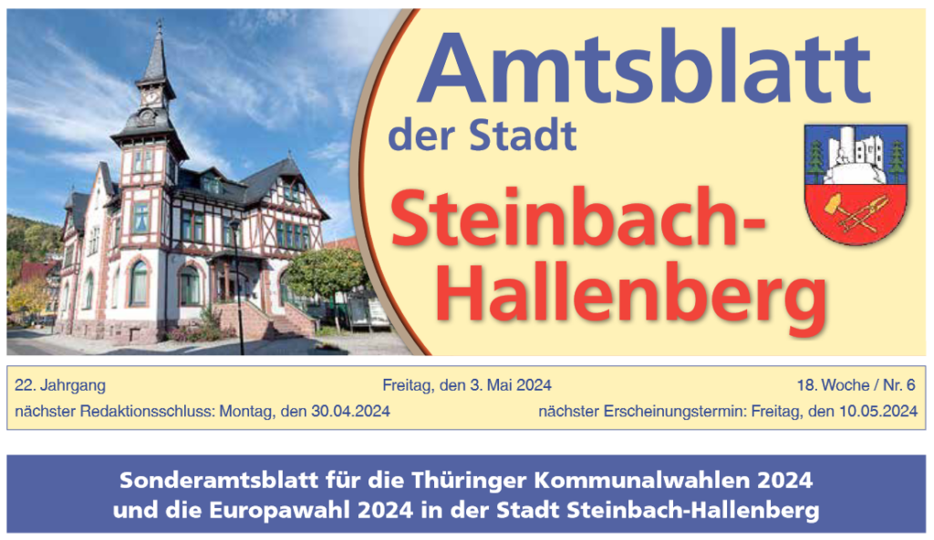 Sonderausgabe 06/2024 des Amtsblattes der Stadt Steinbach-Hallenberg zur Kommunalwahl 2024