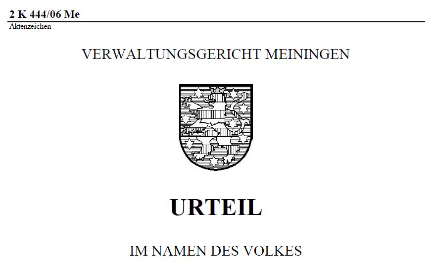 Urteil Verwaltunsgericht VG Meiningen 2 K 444/06 ME Wahlanfechtung Thüringen