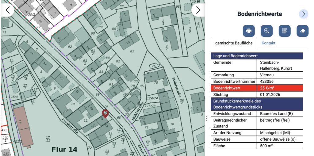 Bodenrichtwert Ernst Thälmann Straße 67 Viernau